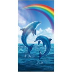 Toalla de playa de microfibra con delfines arcoíris