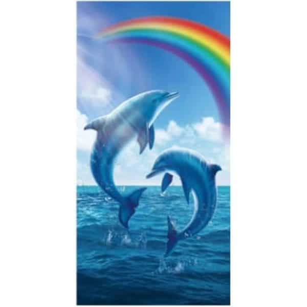Toalla de playa de microfibra con delfines arcoíris