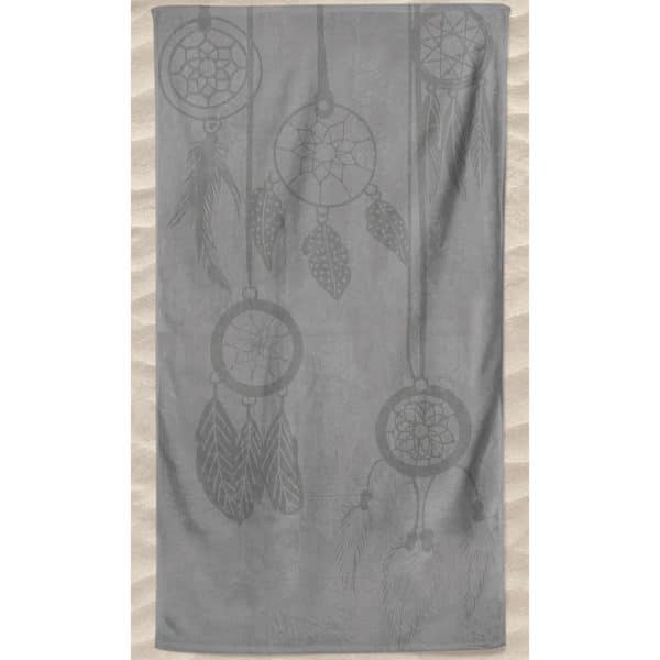 Toalla de playa Dreamcatcher de microfibra suave en relieve gris