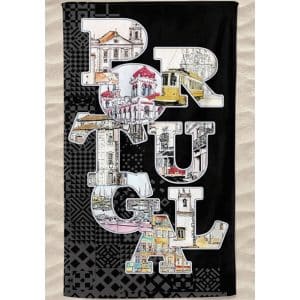 Toalla-Playa-Microfibra-Portugal-Letras-Fondo-Negro-Azulejo