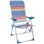 Cadeira de Praia de Alumínio Alta Reclinável Riscas Multicoloridas Aremar 70541