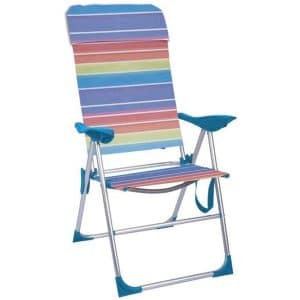 Cadeira de Praia de Alumínio Alta Reclinável Riscas Multicoloridas Aremar 70541