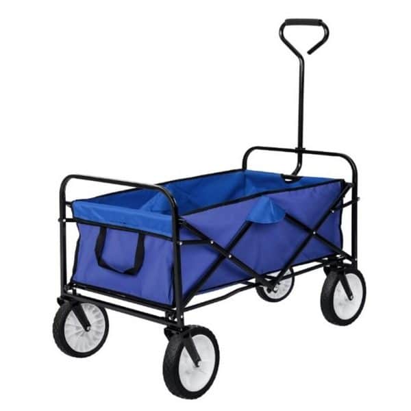 Carro Porta-Tudo de Praia Dobrável 90x47x55/91 cm Azul