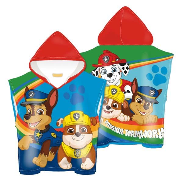 Poncho de Praia Criança Poliéster Patrulha Pata Arco-Íris