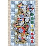 Toalha de Praia Microfibra Mapa Portugal Tradições Azulejos Multicolorida