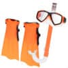 Conjunto Júnior de Mergulho 3 em 1 (Máscara, Tubo e Barbatanas) Aqua Sport 53939 Laranja