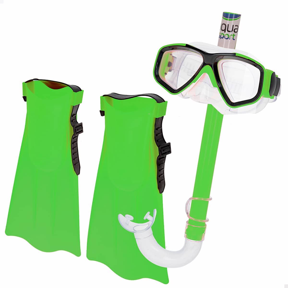 Conjunto Júnior de Mergulho 3 em 1 (Máscara, Tubo e Barbatanas) Aqua Sport 53939 Verde