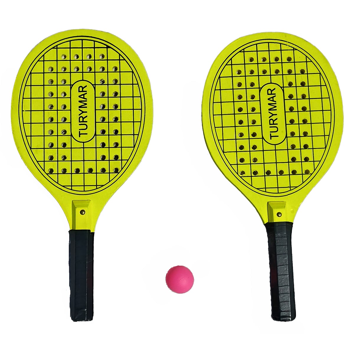 Conjunto de Raquetes de Praia com Furos Sports Turymar cor de Amarelo
