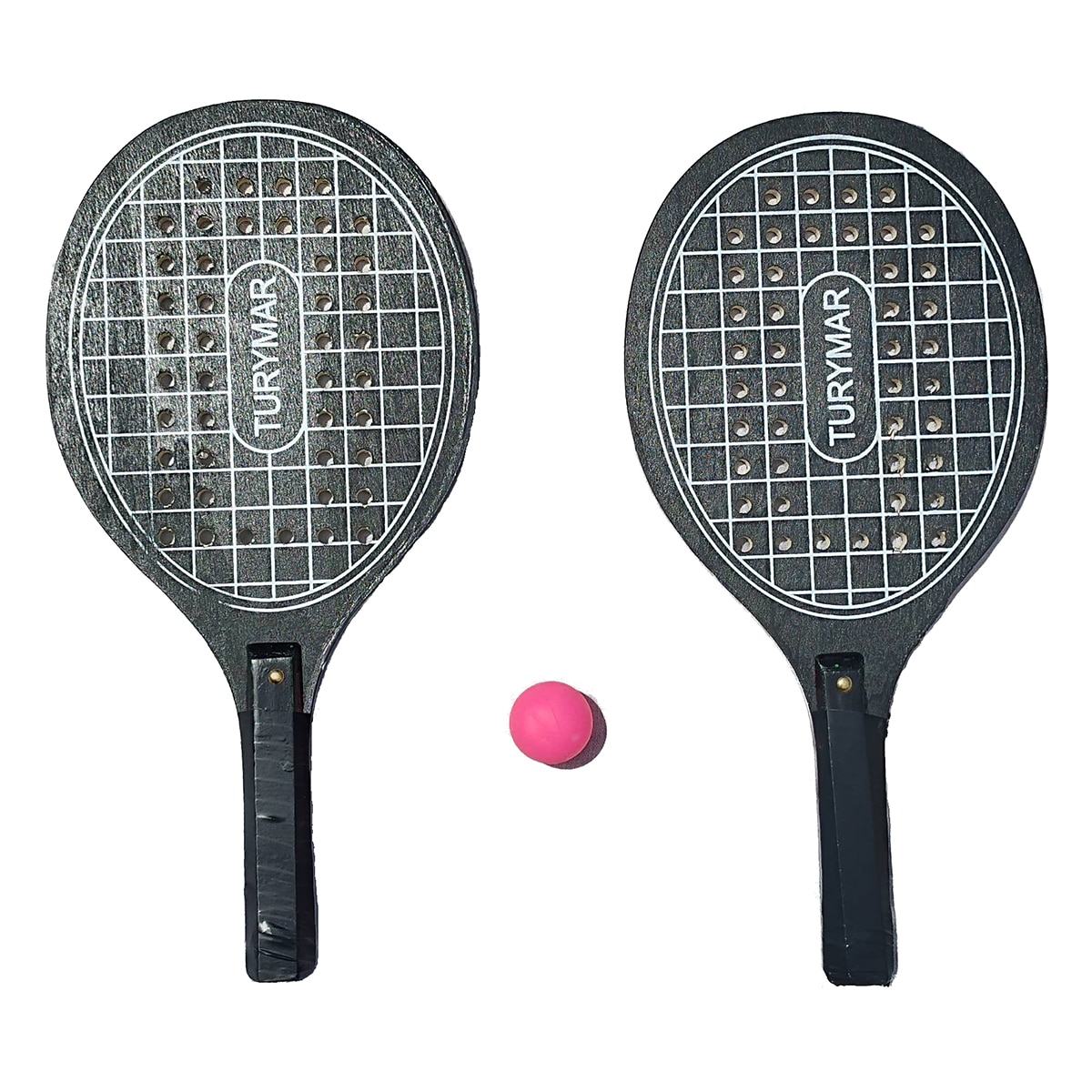 Conjunto de Raquetes de Praia com Furos Sports Turymar cor de Preto