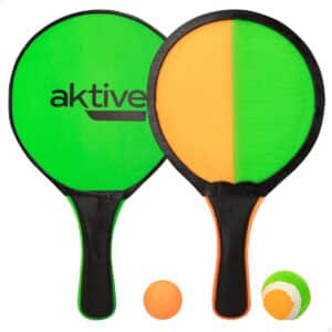 Conjunto Raquetes Praia Dupla Face Velcro-Normal e Duas Bolas Fluorescente Aktive 62195