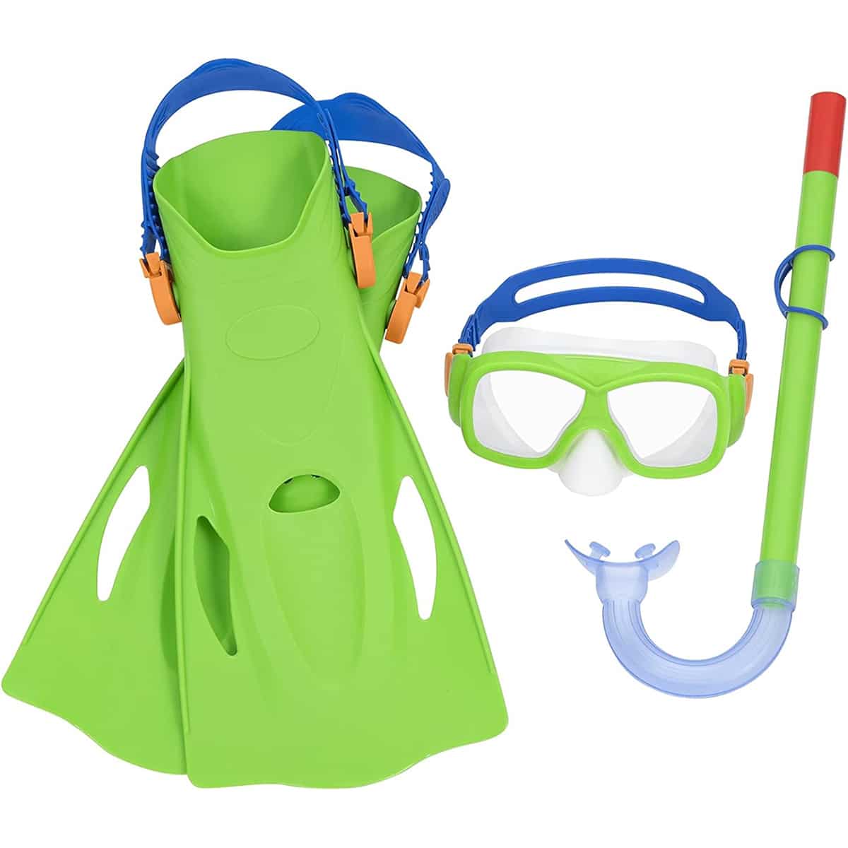 Kit de Mergulho Infantil Máscara, Snorkel e Barbatanas Ajustáveis Bestway 25019 Verde