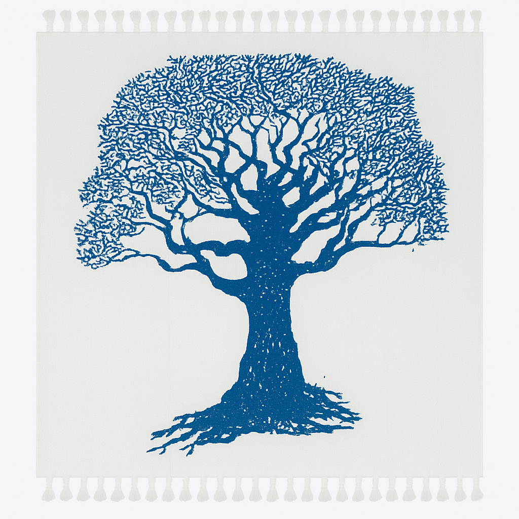 Toalha Grande Indiana Branca Árvore da Vida Sortida 240 × 210 cm Azul