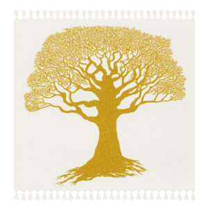 Toalha Indiana Grande Branca Árvore da Vida Dourada 240x210 cm