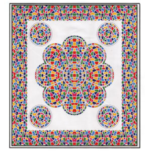 Toalha Grande Indiana Flor de Mosaico Colorido 240 x 210 cm