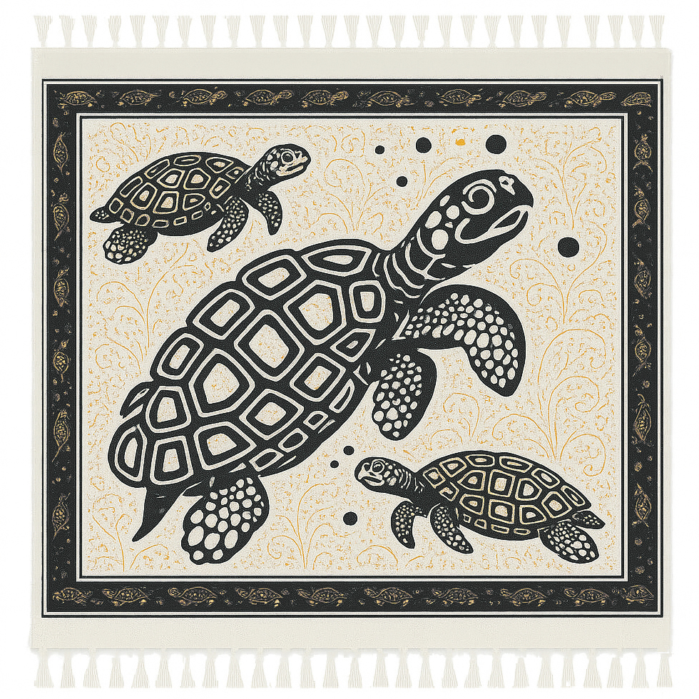 Toalha Indiana Grande Tartarugas 240×210 cm Preta