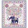 Toalha Grande Indiana Árvore da Vida com Elefante Colorida 240 x 210 cm