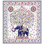 Toalha Grande Indiana Árvore da Vida com Elefante Colorida 240 x 210 cm