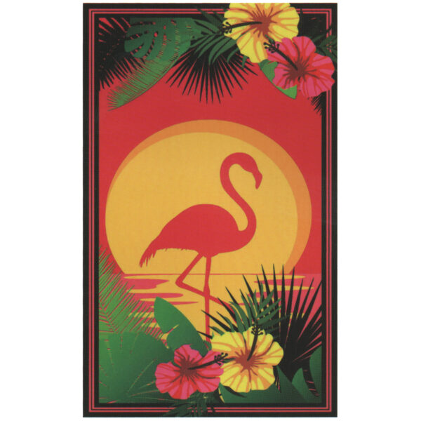 Toalha Praia Microfibra Flamingo Tropical Flores Pôr do Sol