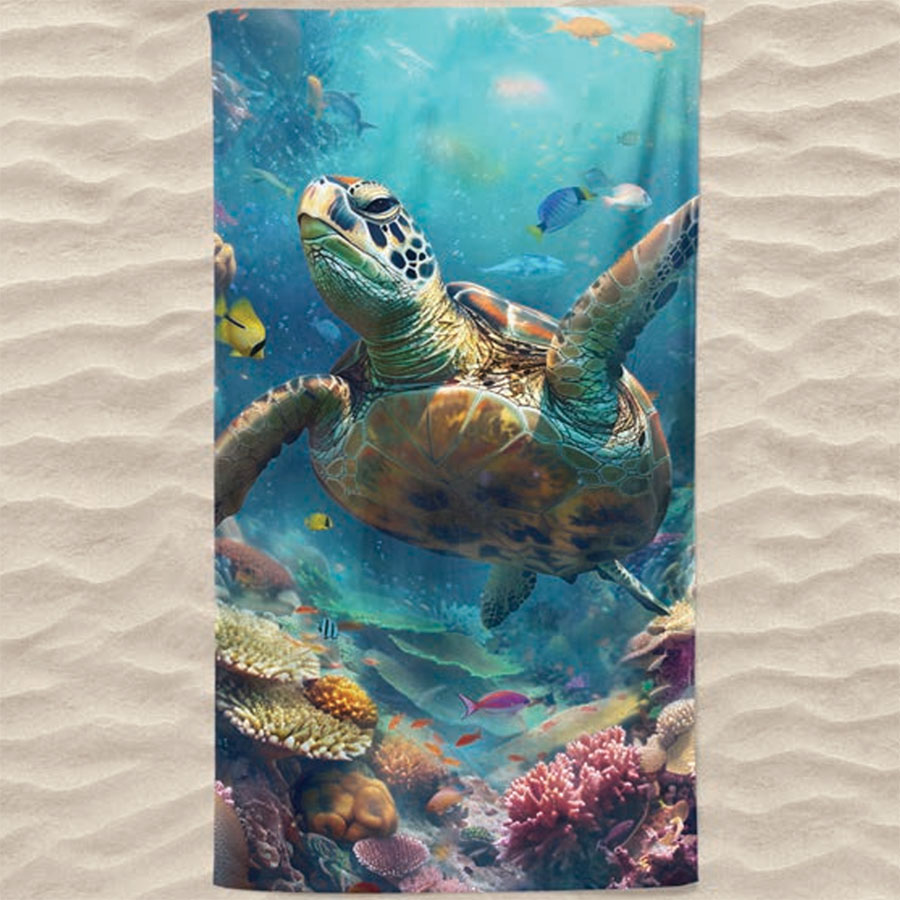 Toalha de Praia Microfibra Criança Tartaruga no Mar #6001 #SC005368